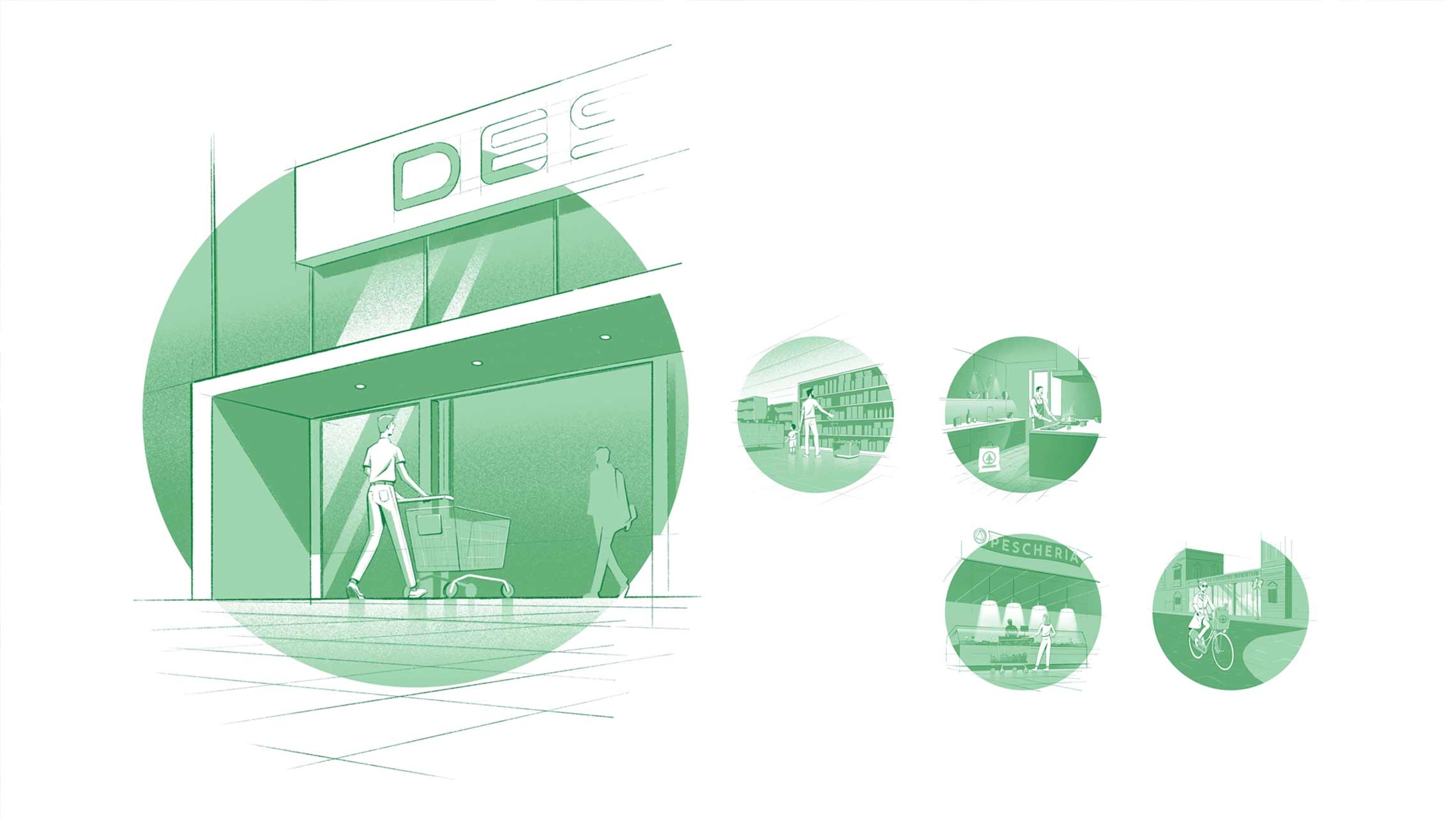 Illustration on a page of Despar report by The Visual Agency Illustration on a page of Despar report by The Visual Agency