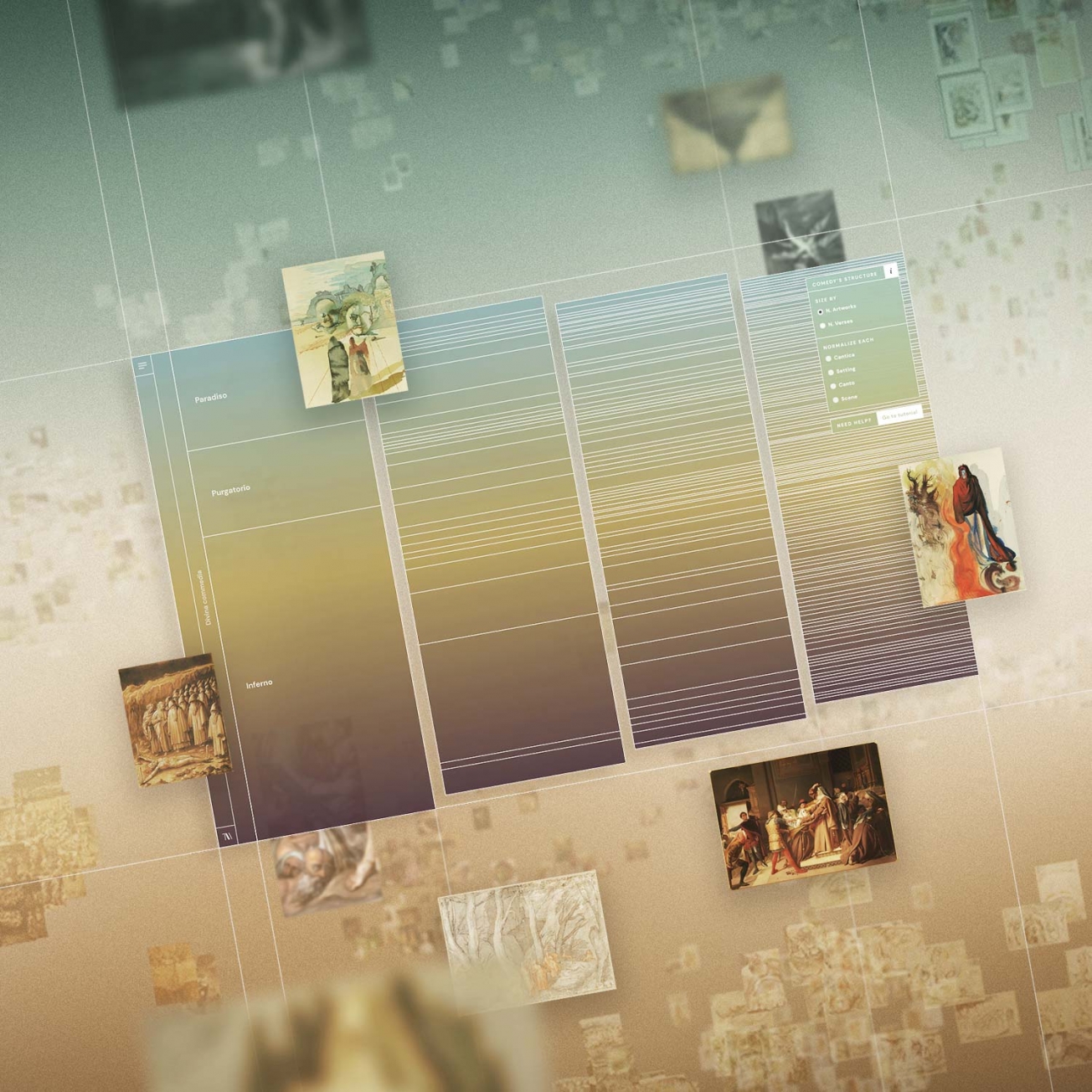 DivineComedy.digital data visualization interface cover by The Visual Agency DivineComedy.digital data visualization interface cover by The Visual Agency