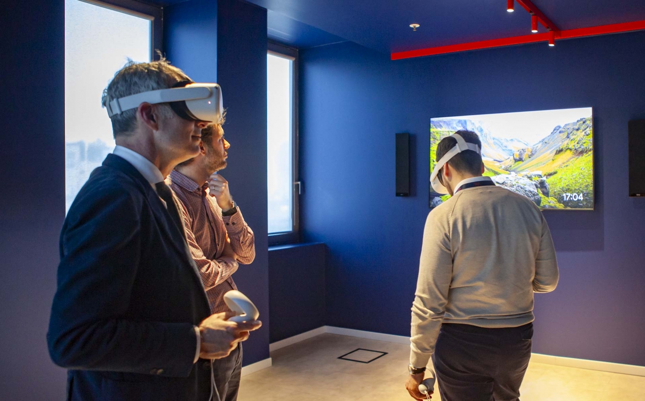 Visitors trying The Visual Agency's VR projects Visitors trying The Visual Agency's VR projects