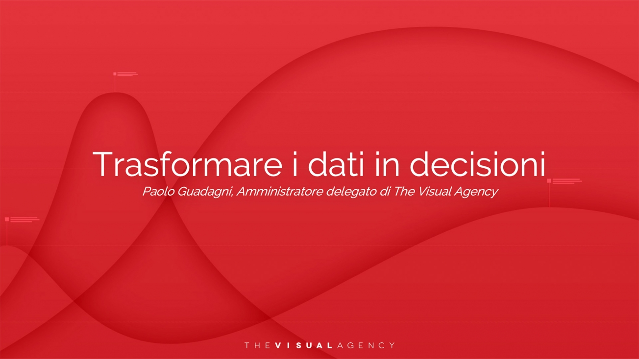 slide on red background that reads transform data into decisions slide on red background that reads transform data into decisions