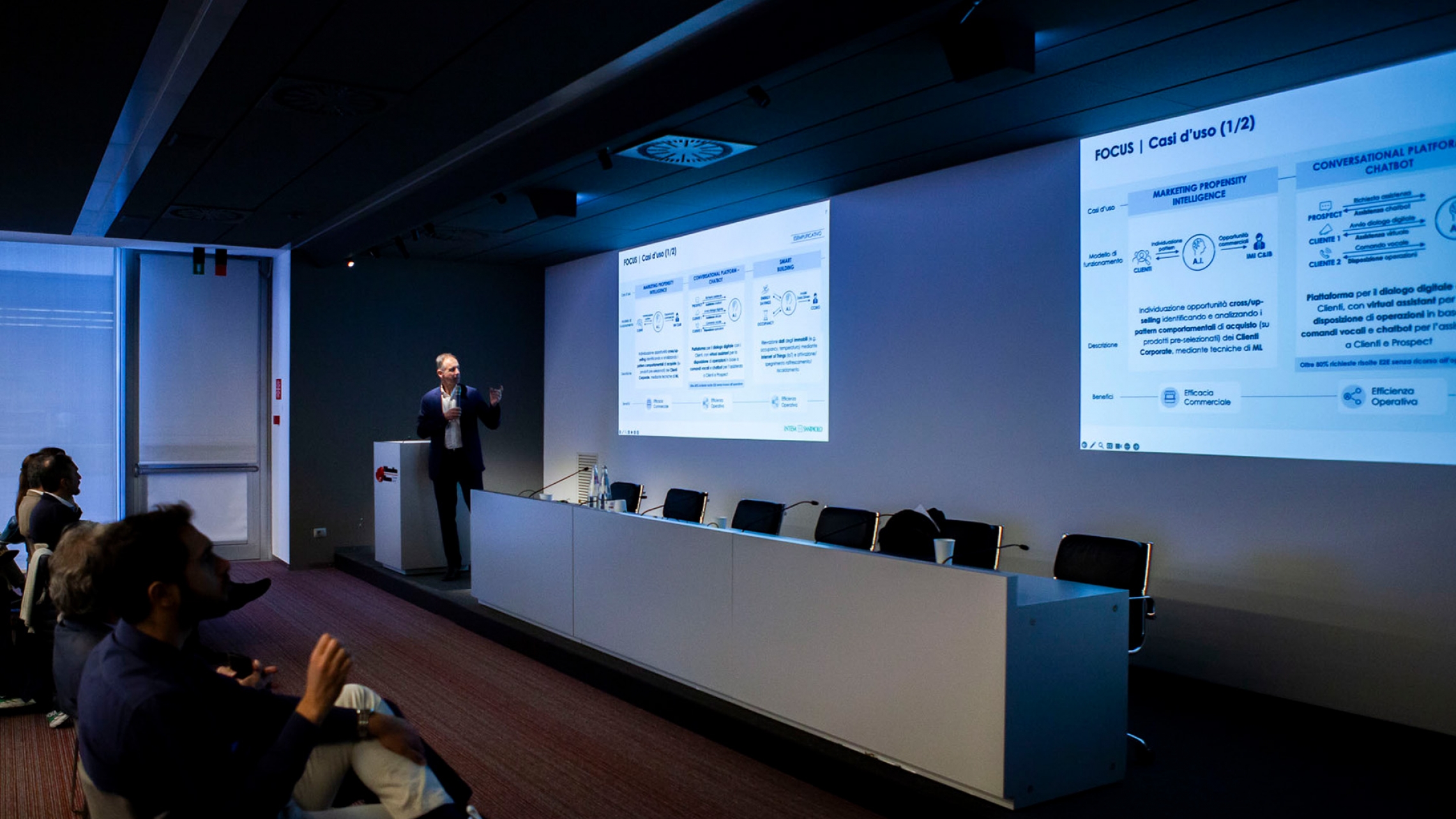Intesa Sanpaolo presents their case study to the audience Intesa Sanpaolo presents their case study to the audience