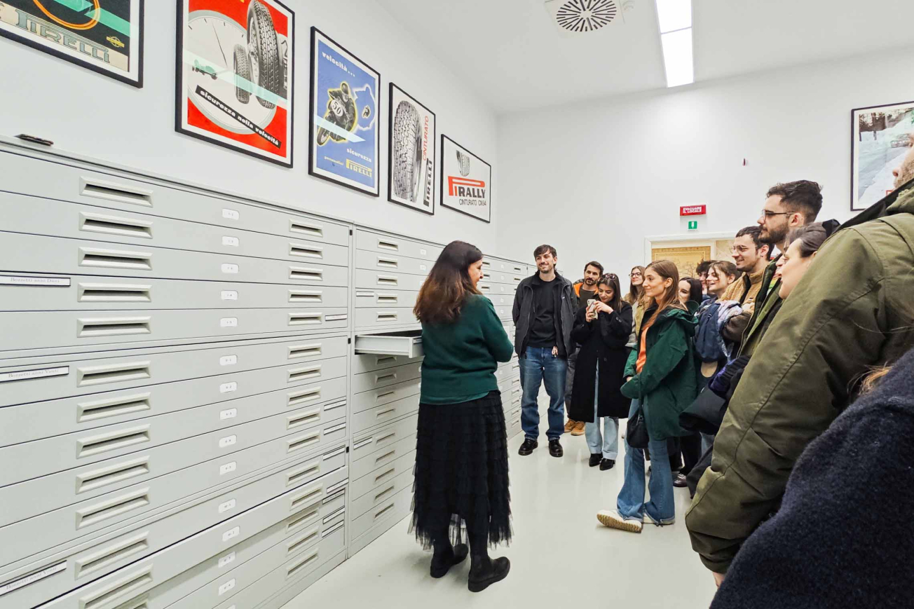 The Visual Agency team inside the Pirelli's posters archive The Visual Agency team inside the Pirelli's posters archive